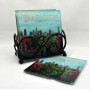 Souvenir Glass Coaster 4"X4" Charlotte Floral Skyline