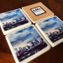 Marble Handcrafted Collectible Souvenir Coaster ~ Charlotte Skyline at Dusk