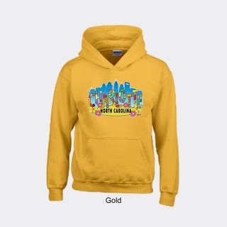 Gildan Youth Heavyweight Blend Hooded Sweater - Charlotte Art Letters Gildan Youth Heavyweight Blend Hooded Sweater - Charlotte Art Letters