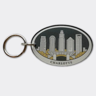 Acrylic Die-Cut Keyring - Charlotte Oval Skyline Acrylic Die-Cut Keyring - Charlotte Oval Skyline