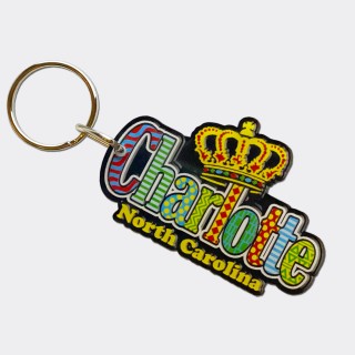 Acrylic Die-Cut Keyring - Charlotte Letters with Crown Acrylic Die-Cut Keyring - Charlotte Letters with Crown