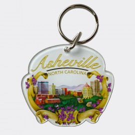 Acrylic Die-Cut Keyring - Asheville Ribbon Skyline Acrylic Die-Cut Keyring - Asheville Ribbon Skyline