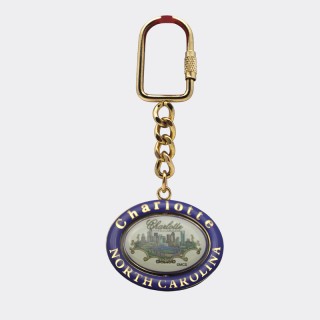 Metal Spinner Keyring - Charlotte Skyline Art Metal Spinner Keyring - Charlotte Skyline Art