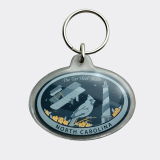 Oval Acrylic Keyring - North Carolina Gray-Gold Art Oval Acrylic Keyring - North Carolina Gray-Gold Art
