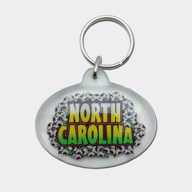 Oval Acrylic Keyring - North Carolina Dogwood Letters Oval Acrylic Keyring - North Carolina Dogwood Letters