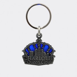 Pewter Stain Glass Keyring - Charlotte Crown Skyline Pewter Stain Glass Keyring - Charlotte Crown Skyline