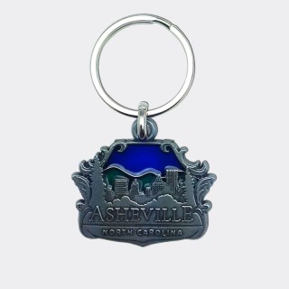 Pewter Stain Glass Keyring - Asheville Skyline Art Pewter Stain Glass Keyring - Asheville Skyline Art