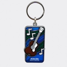 Pewter Stain Glass Keyring - Asheville NC Guitar and Music Notes Pewter Stain Glass Keyring - Asheville NC Guitar and Music Notes