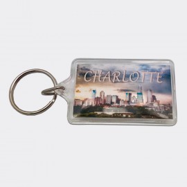 Rectangular Acrylic Keyring - Charlotte Skyline at Dusk Rectangular Acrylic Keyring - Charlotte Skyline at Dusk