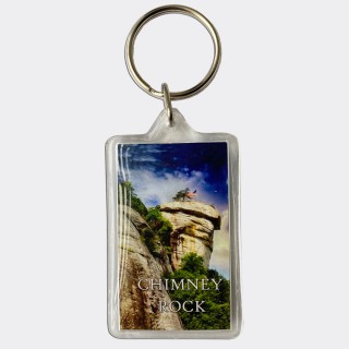 Rectangular Acrylic Keyring - Chimney Rock NC Rectangular Acrylic Keyring - Chimney Rock NC