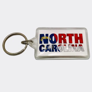 Rectangular Acrylic Keyring - North Carolina Flag Letters Rectangular Acrylic Keyring - North Carolina Flag Letters