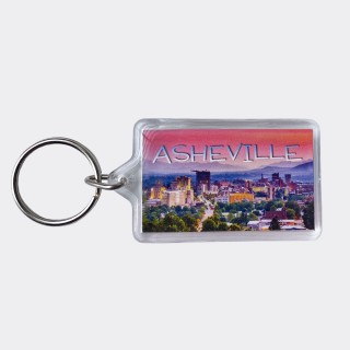 Rectangular Acrylic Keyring - Asheville Skyline Pink Sunset Rectangular Acrylic Keyring - Asheville Skyline Pink Sunset