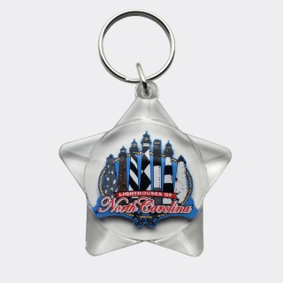 Star-Shape Acrylic Keyring - Seven Lighthouses of North Carolina Star-Shape Acrylic Keyring - Seven Lighthouses of North Carolina