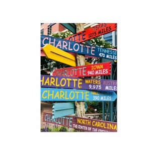 Horizontal Metal Magnet - Charlotte Sign Post The Green Horizontal Metal Magnet - Charlotte Sign Post The Green