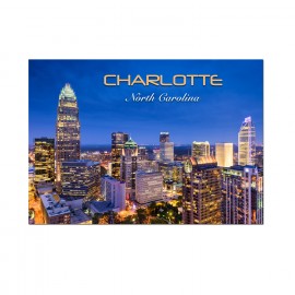 Horizontal Metal Magnet - Charlotte NC Night Skyline Horizontal Metal Magnet - Charlotte NC Night Skyline