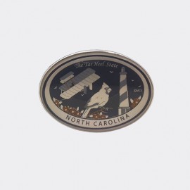 Metal Oval Magnet - North Carolina Gray-Gold Metal Oval Magnet - North Carolina Gray-Gold