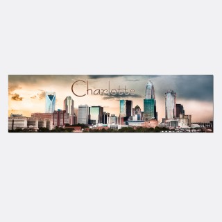 Panoramic Metal Magnet - Charlotte Skyline at Dusk Panoramic Metal Magnet - Charlotte Skyline at Dusk