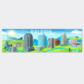 Panoramic Metal Magnet - Raleigh Metro Skyline Art Panoramic Metal Magnet - Raleigh Metro Skyline Art