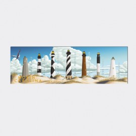 Panoramic Metal Magnet - North Carolina Seven Lighthouses  Panoramic Metal Magnet - North Carolina Seven Lighthouses