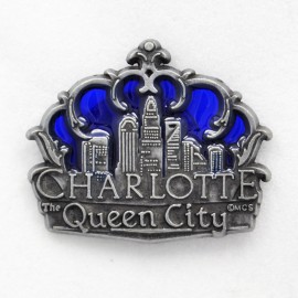 Pewter Stain Glass Magnet - Charlotte Skyline Crown Pewter Stain Glass Magnet - Charlotte Skyline Crown