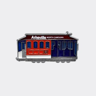 Pewter Stain Glass Magnet - Asheville NC Trolley Pewter Stain Glass Magnet - Asheville NC Trolley