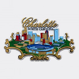 Rubber Magnet - Charlotte Skyline Ribbon Art Rubber Magnet - Charlotte Skyline Ribbon Art