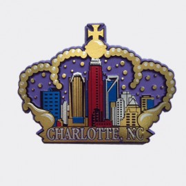 Rubber Magnet - Charlotte Skyline in Crown Rubber Magnet - Charlotte Skyline in Crown