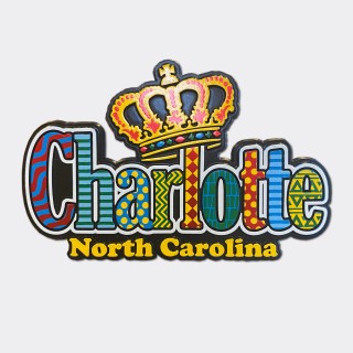 Rubber Magnet - Charlotte Letters with a Crown Rubber Magnet - Charlotte Letters with a Crown