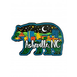 Rubber Magnet - Asheville Bear Night Skyline Rubber Magnet - Asheville Bear Night Skyline