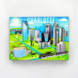 3-D Wooden Magnet - Charlotte Metro Skyline 3-D Wooden Magnet - Charlotte Metro Skyline