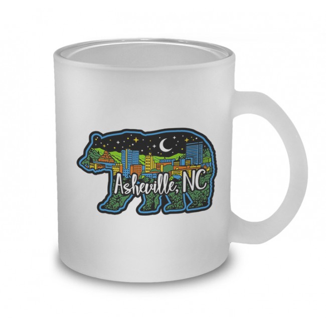 11 Oz. Frosted Glass Mug - Asheville Bear Skyline