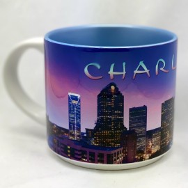 Jumbo 14 Oz. Ceramic Mug - Charlotte Pink Skyline Jumbo 14 Oz. Ceramic Mug - Charlotte Pink Skyline