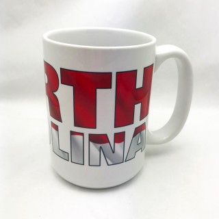 Mighty 15 Oz. Ceramic Mug - North Carolina Flag Letters Mighty 15 Oz. Ceramic Mug - North Carolina Flag Letters