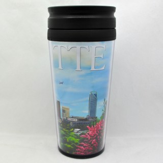 Travel 14 Oz. Acrylic Mug - Charlotte Floral Skyline Travel 14 Oz. Acrylic Mug - Charlotte Floral Skyline