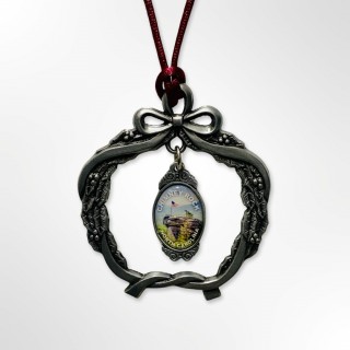 Pewter Ribbon Shape Ornament - Chimney Rock NC Scenic Photo Pewter Ribbon Shape Ornament - Chimney Rock NC Scenic Photo