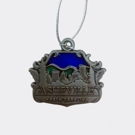 Pewter Stain Glass Ornament - Asheville Skyline Art Pewter Stain Glass Ornament - Asheville Skyline Art