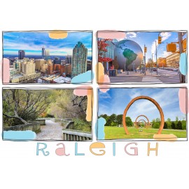 Souvenir Postcard (Pack of 50) - Raleigh Cotton Candy Collage Souvenir Postcard (Pack of 50) - Raleigh Cotton Candy Collage