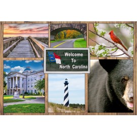 Souvenir Postcard (Pack of 50) - Standard Postcard 4x6 -Welcome to NC Rustic Photo Collage Souvenir Postcard (Pack of 50) - Standard Postcard 4x6 -Welcome to NC Rustic Photo Collage