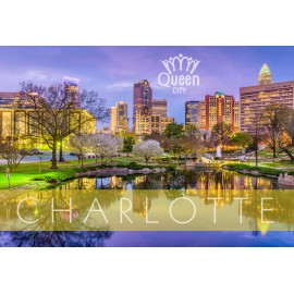 Souvenir Postcard (Pack of 50) - Charlotte Queen City Skyline in Marshall Park Souvenir Postcard (Pack of 50) - Charlotte Queen City Skyline in Marshall Park