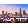 Souvenir Postcard (Pack of 50) - Charlotte Neon Pink Skyline