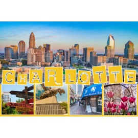 Souvenir Postcard (Pack of 50) - Charlotte Collage with Block Letters Souvenir Postcard (Pack of 50) - Charlotte Collage with Block Letters