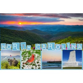 Souvenir Postcard (Pack of 50) - North Carolina Collage with Block Letters Souvenir Postcard (Pack of 50) - North Carolina Collage with Block Letters