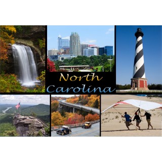 Souvenir Postcard (Pack of 50) - North Carolina Scenic Photo Collage