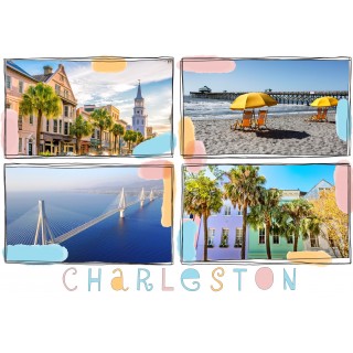 Souvenir Postcard (Pack of 50) - Charleston Cotton Candy Collage Souvenir Postcard (Pack of 50) - Charleston Cotton Candy Collage