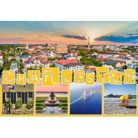 Souvenir Postcard (Pack of 50) - Charleston Block Yellow Letters Collage Souvenir Postcard (Pack of 50) - Charleston Block Yellow Letters Collage