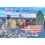 Souvenir Postcard (Pack of 50) - Raleigh Dogwood Skyline with NC Map