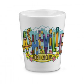 2 Oz. Ceramic White Shot -Asheville Art Letters 2 Oz. Ceramic White Shot -Asheville Art Letters