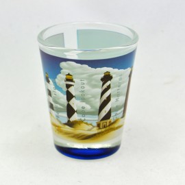 2 Oz. Multi Color Shot Glass - North Carolina Seven Lighthouses 2 Oz. Multi Color Shot Glass - North Carolina Seven Lighthouses