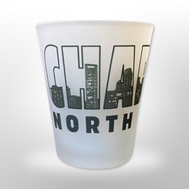 2 Oz. Frosted Shot Glass - Charlotte Skyline Letters 2 Oz. Frosted Shot Glass - Charlotte Skyline Letters