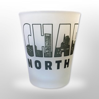 2 Oz. Frosted Shot Glass - Charlotte Skyline Letters 2 Oz. Frosted Shot Glass - Charlotte Skyline Letters
